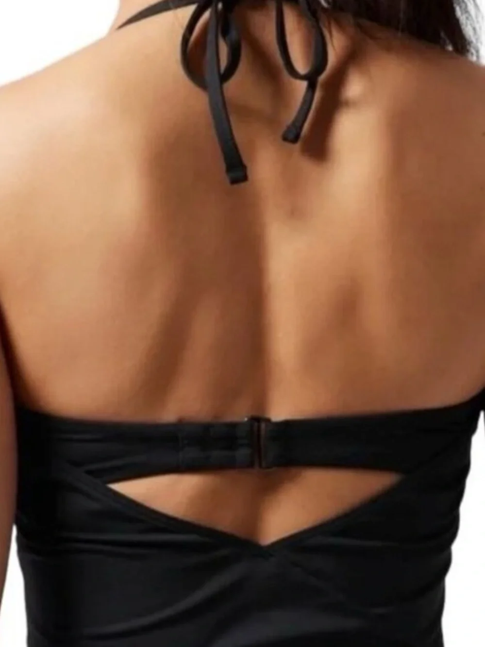 Athleta Hampton Bra Cup Swim Tankini Top Black UPF 50+ Beach 34 D/DD New